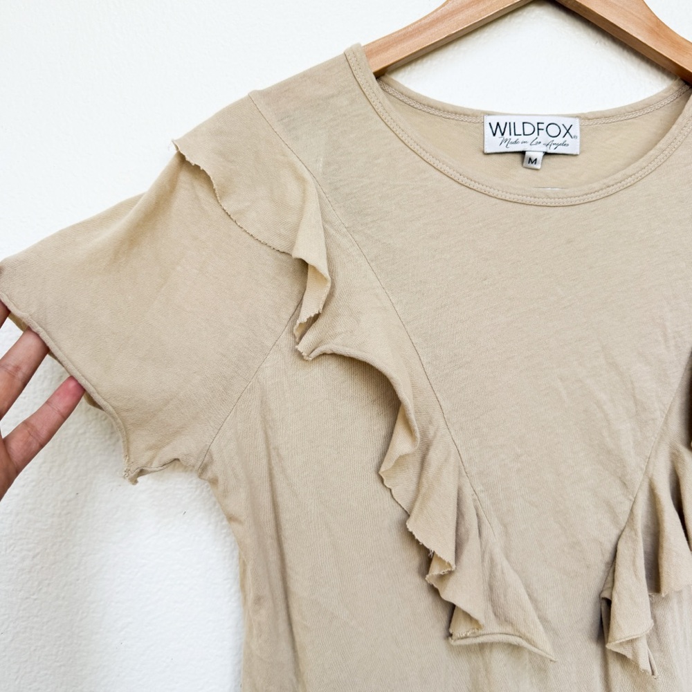Wildfox Cream Ruffle Top Size M - Picture 3 of 4